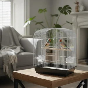 Lightweight and cheap travel bird cage with a carry handle for vet visits.