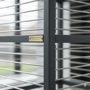 Close-up of the high-quality stainless steel bars and non-toxic powder coating on a premium bird cage.