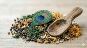 A herbal and botanical seed blend for budgerigars with dried marigold petals and spirulina to support vibrant feather colour.