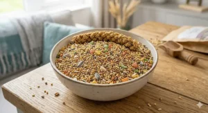 A premium cockatiel seed mix featuring canary seed, millets, and limited sunflower seeds to prevent obesity.