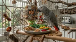 A detailed view of various nuts and seeds used as high-value rewards for parrot training and mental stimulation.