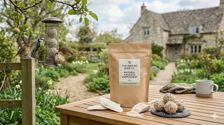A selection of calcium supplements for birds including cuttlefish bones and mineral powders for British pet birds and garden visitors. calcium supplements for birds