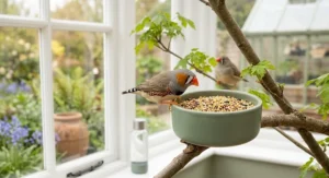 Bunches of seeding grasses and chickweed sourced from a British garden for natural finch enrichment.