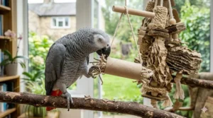 A small, colourful cardboard shredding toy perfect for a budgie’s cage.