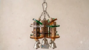 Colourful, long-lasting foraging toy with geometric shapes to challenge macaw intelligence.