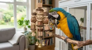 A puzzle-style foraging toy for macaws, encouraging natural food-finding behaviours at home.