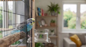 Comparing liquid budgie vitamin drops with powder supplements on a kitchen counter.