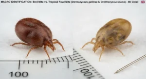 Close-up photograph of bird mites to help UK homeowners correctly identify pests before buying treatment.