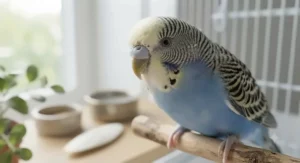 Fresh seed mix, millet spray, and vitamin supplements used to boost a recovering budgie's immune system.
