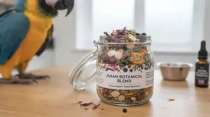 Natural botanicals and herbal ingredients featured in top immune support supplements for pet birds.