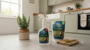 Eco-friendly packaging of a top rated cage cleaner under £10 sitting on a wooden table.[cite: 9]