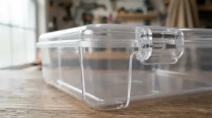 A robust acrylic bird bath for aviary demonstrating scratch-resistant and durable construction.