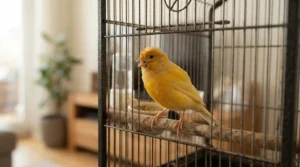 Observing a canary showing signs of wheezing before starting air sac mite treatment for canaries