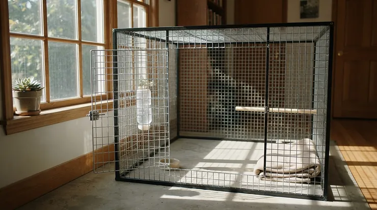 Letting the bird-safe cage disinfectant air dry naturally before returning pets inside