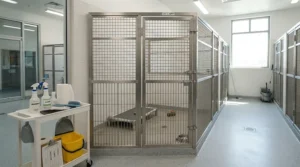 Following a quarantine cleaning protocol using bird-safe cage disinfectant in a breeding room